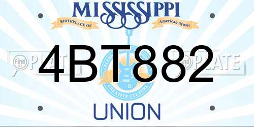 4BT882 Mississippi License Plate