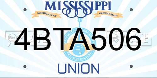 4BTA506 Mississippi License Plate