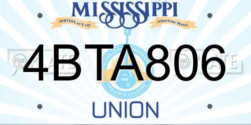 4BTA806 Mississippi License Plate