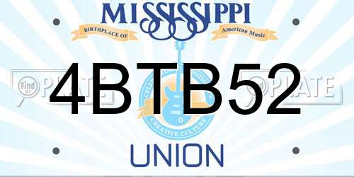 4BTB52 Mississippi License Plate