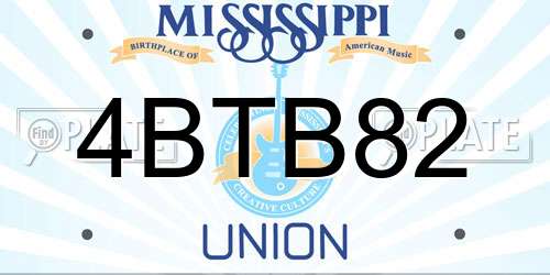 4BTB82 Mississippi License Plate