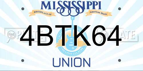 4BTK64 Mississippi License Plate