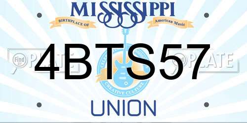 4BTS57 Mississippi License Plate
