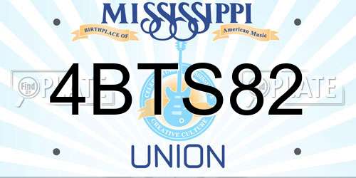 4BTS82 Mississippi License Plate