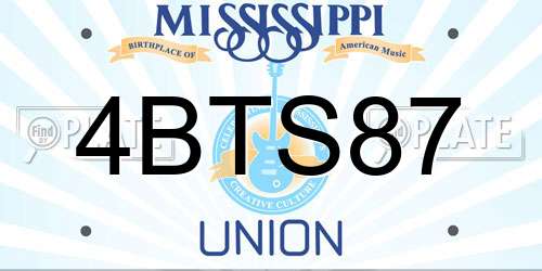 4BTS87 Mississippi License Plate