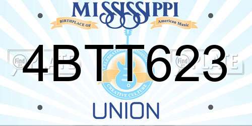 4BTT623 Mississippi License Plate