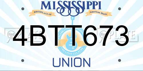 4BTT673 Mississippi License Plate