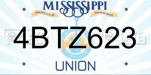4BTZ623 Mississippi License Plate