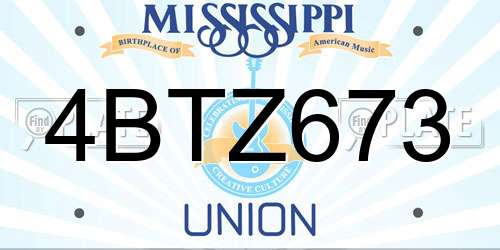 4BTZ673 Mississippi License Plate