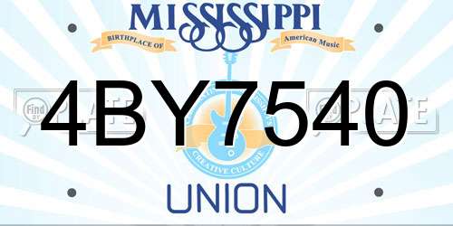 4BY7540 Mississippi License Plate