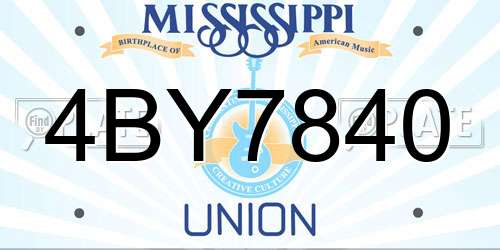4BY7840 Mississippi License Plate