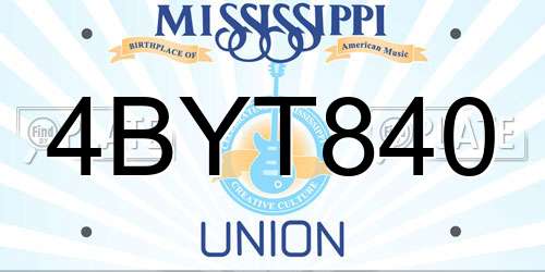 4BYT840 Mississippi License Plate