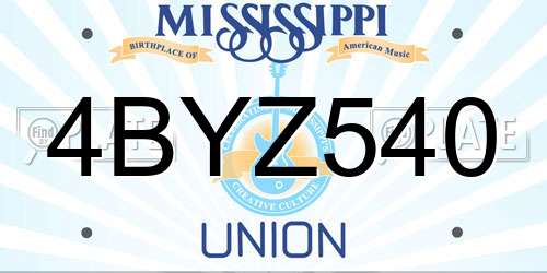 4BYZ540 Mississippi License Plate