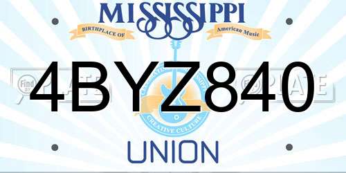 4BYZ840 Mississippi License Plate