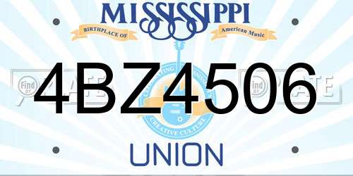 4BZ4506 Mississippi License Plate