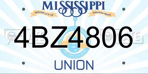 4BZ4806 Mississippi License Plate