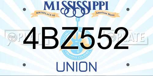 4BZ552 Mississippi License Plate