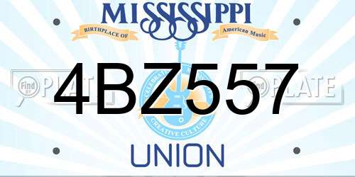 4BZ557 Mississippi License Plate