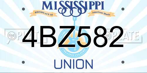 4BZ582 Mississippi License Plate