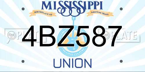 4BZ587 Mississippi License Plate