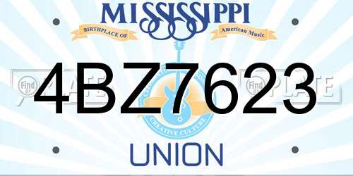 4BZ7623 Mississippi License Plate
