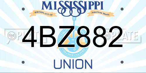 4BZ882 Mississippi License Plate