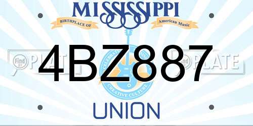 4BZ887 Mississippi License Plate