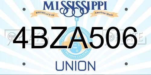 4BZA506 Mississippi License Plate