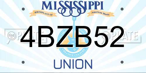 4BZB52 Mississippi License Plate