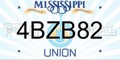 4BZB82 Mississippi License Plate