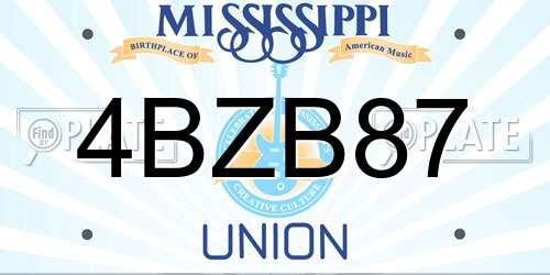 4BZB87 Mississippi License Plate