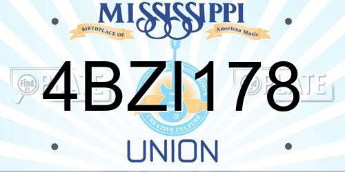 4BZI178 Mississippi License Plate