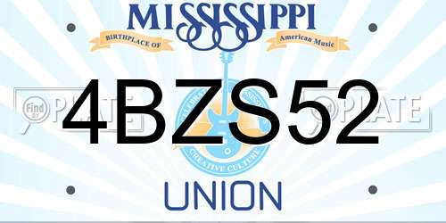 4BZS52 Mississippi License Plate