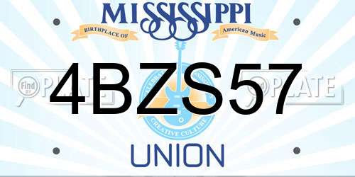 4BZS57 Mississippi License Plate