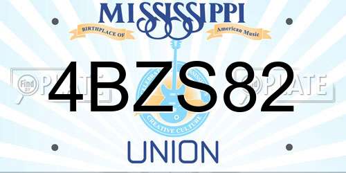 4BZS82 Mississippi License Plate