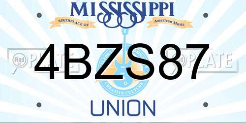 4BZS87 Mississippi License Plate