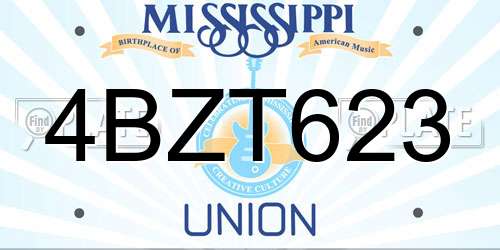4BZT623 Mississippi License Plate