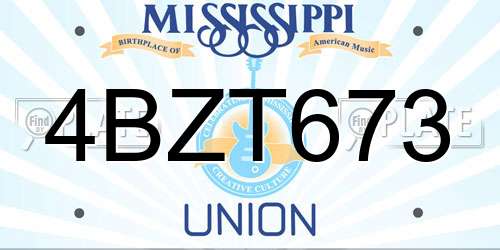 4BZT673 Mississippi License Plate