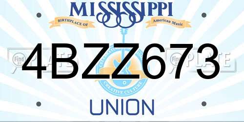 4BZZ673 Mississippi License Plate