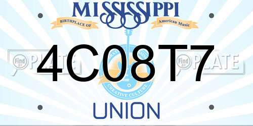 4C08T7 Mississippi License Plate