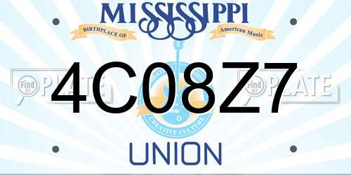4C08Z7 Mississippi License Plate