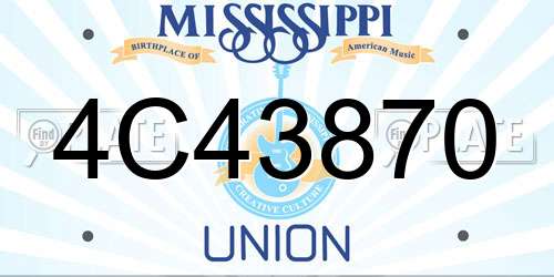 4C43870 Mississippi License Plate
