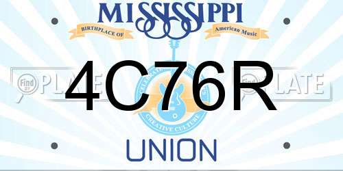 4C76R Mississippi License Plate