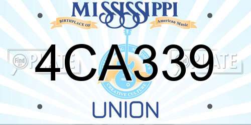 4CA339 Mississippi License Plate