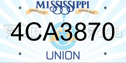 4CA3870 Mississippi License Plate