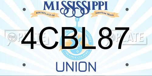 4CBL87 Mississippi License Plate