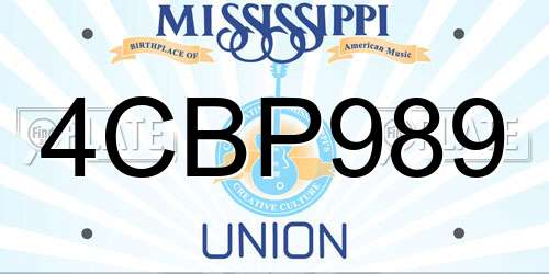 4CBP989 Mississippi License Plate