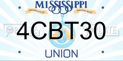 4CBT30 Mississippi License Plate