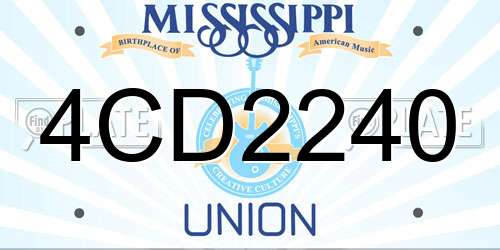 4CD2240 Mississippi License Plate