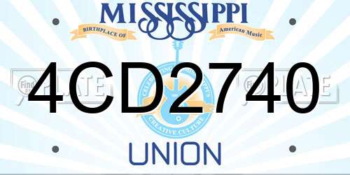 4CD2740 Mississippi License Plate